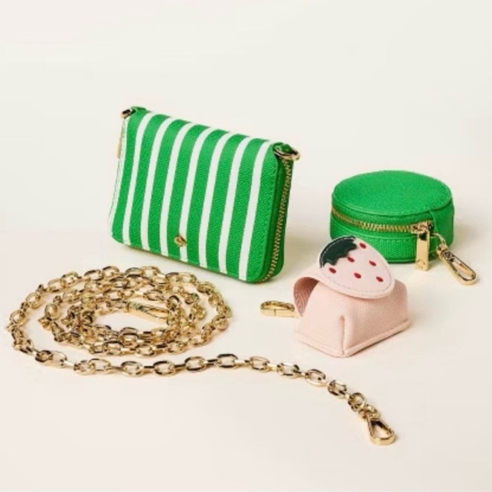 KATE SPADE x TARGET Stripe Mini Crossbody Bag Green & White WOC